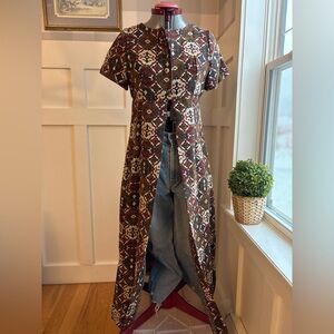 Vintage Geometric Patterned Long Cape Dress Size Small